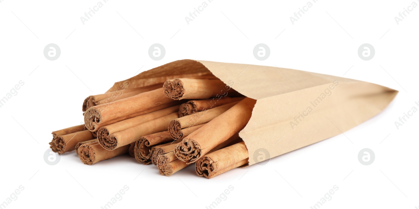 Photo of Aromatic dry cinnamon sticks on white background