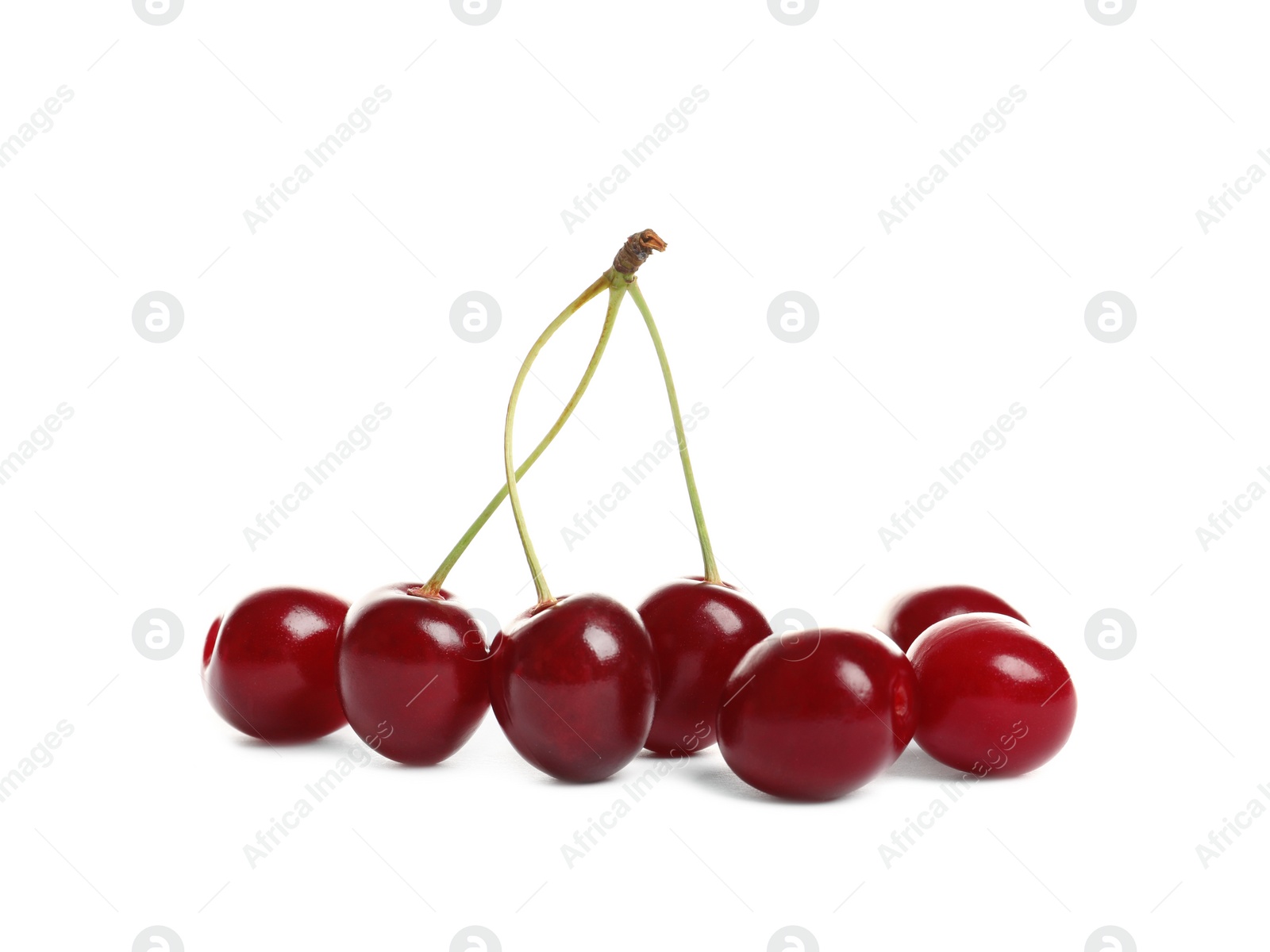 Photo of Delicious ripe sweet cherries on white background