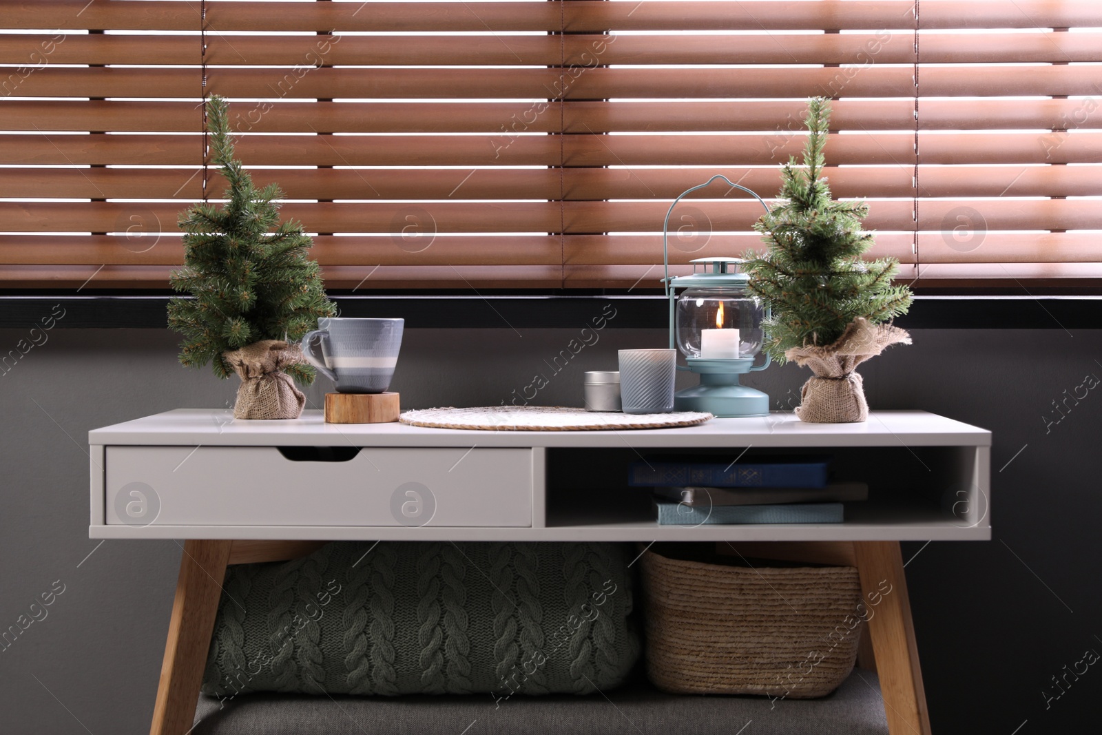 Photo of Modern room interior with table near window