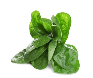 Photo of Bunch of fresh green healthy baby spinach leaves isolated on white