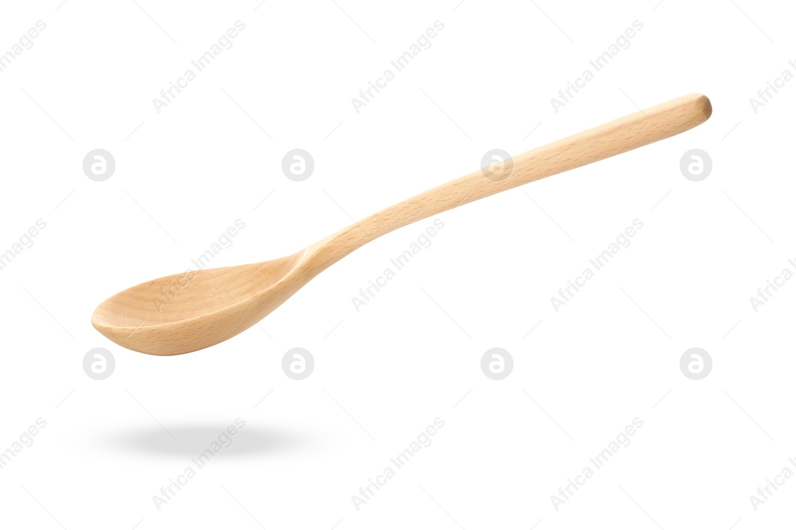 Image of Wooden spoon in air isolated on white