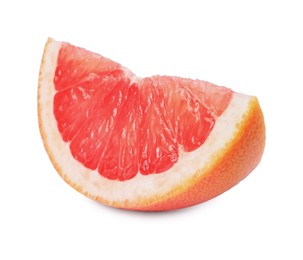 Photo of Citrus fruit. Slice of fresh grapefruit isolated on white