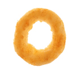 Photo of Freshly cooked onion ring on white background