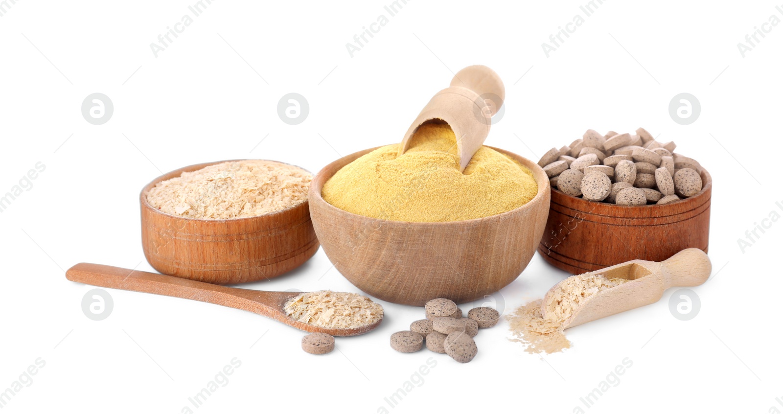 Photo of Different types of brewer's yeast isolated on white
