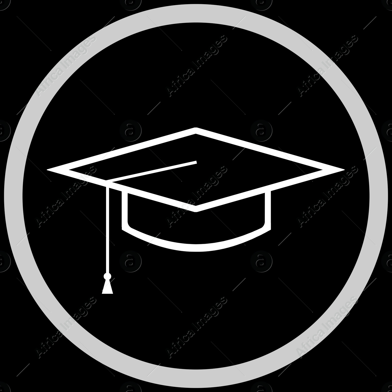 Image of Square academic cap in frame, illustration on black background