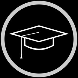 Square academic cap in frame, illustration on black background