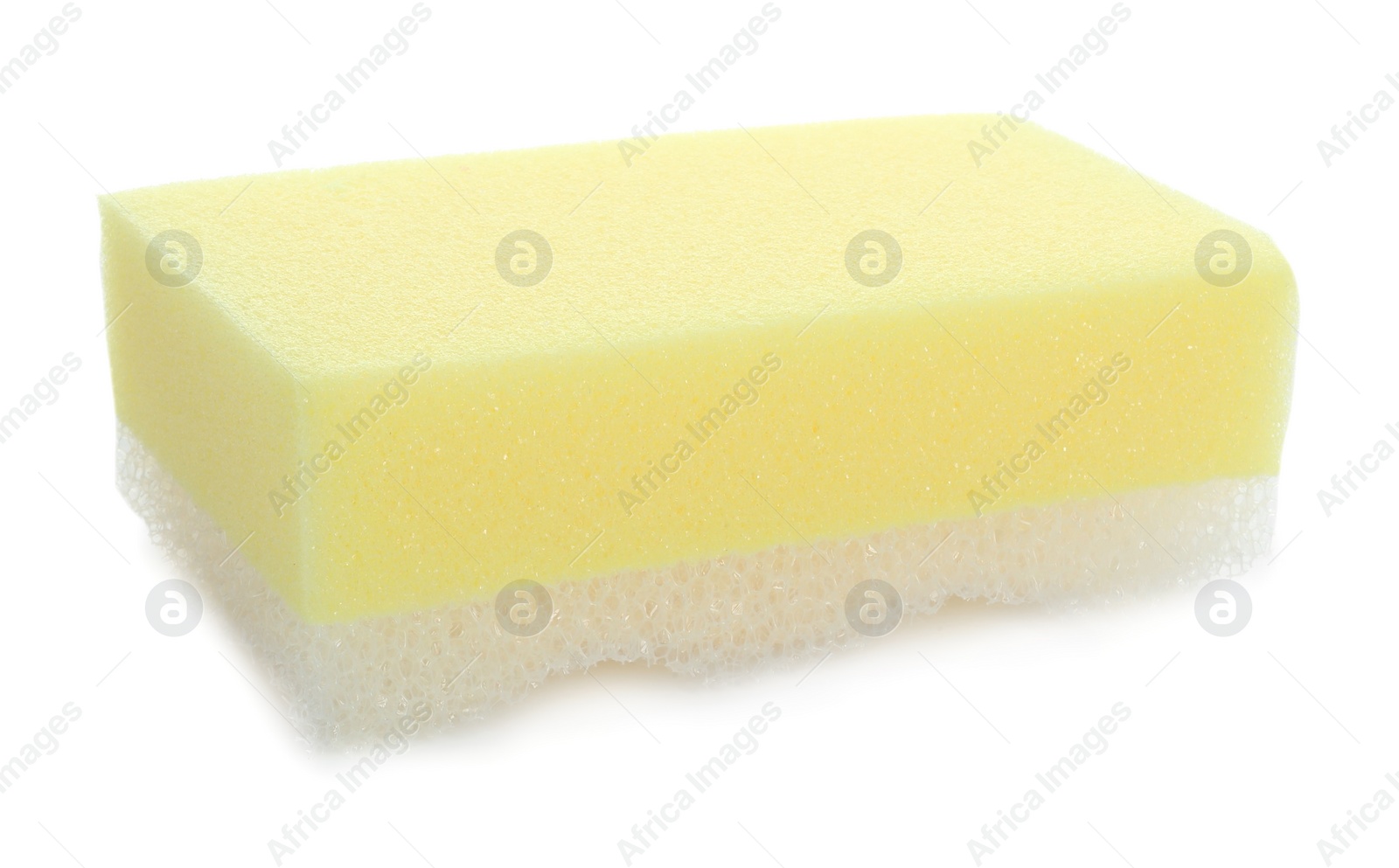 Photo of One new yellow sponge isolated on white