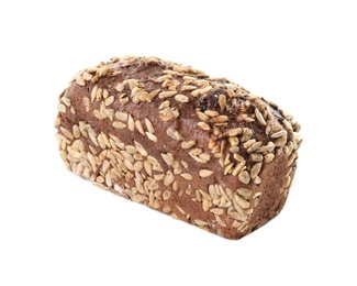 Photo of Rye bread with sunflower seeds isolated on white