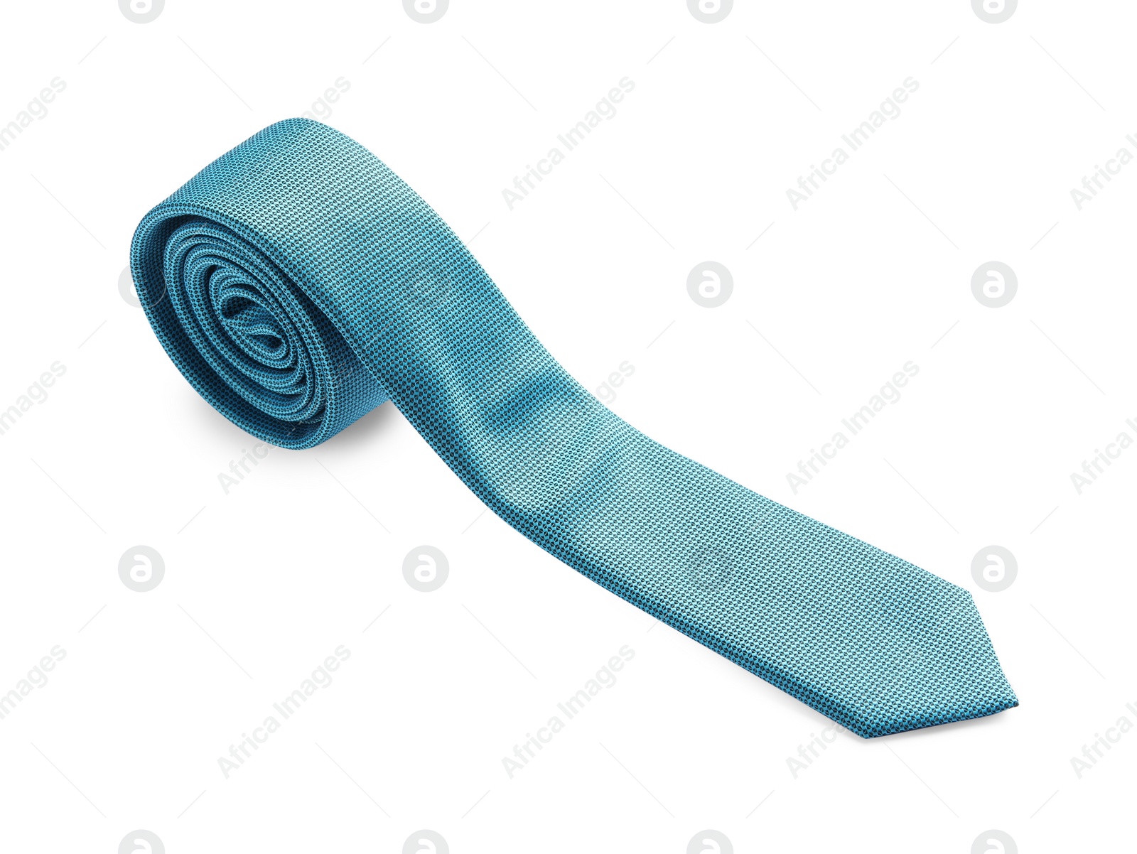 Photo of One light blue necktie isolated on white