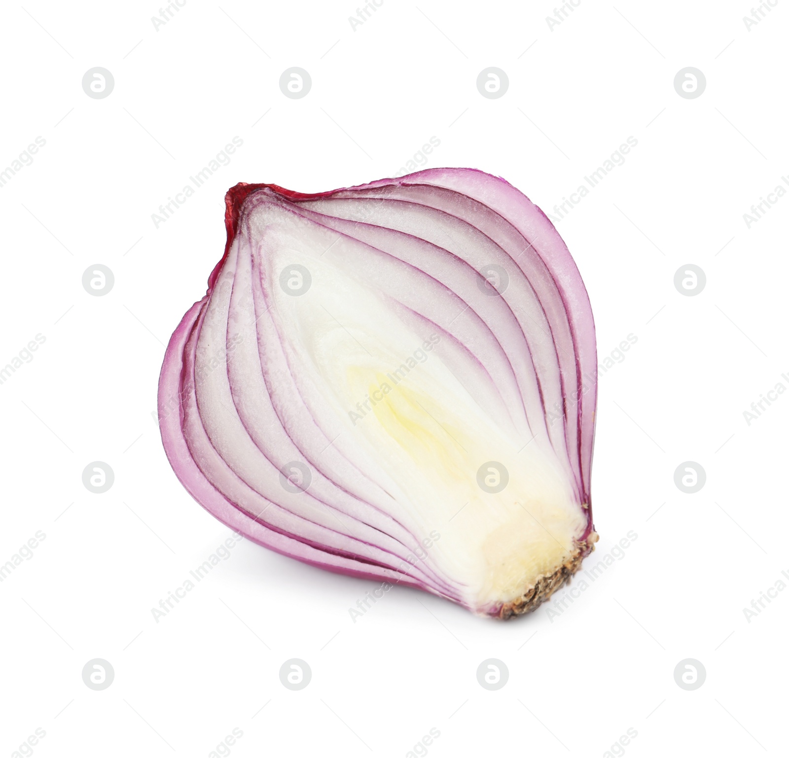 Photo of Fresh cut red onion isolated on white