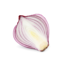 Photo of Fresh cut red onion isolated on white