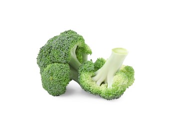 Photo of Fresh raw green broccoli isolated on white