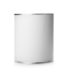 Mockup of tin can on white background