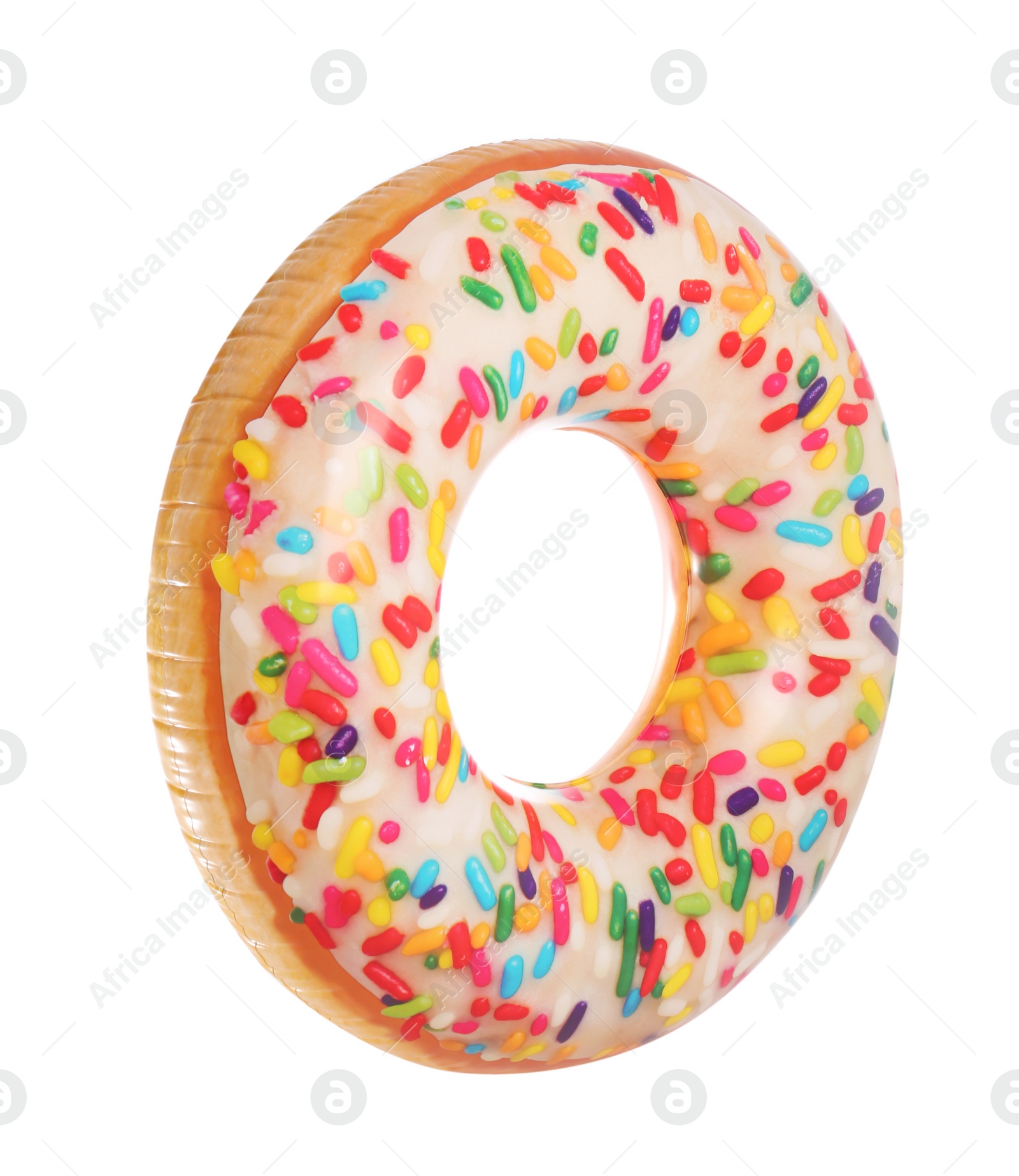 Photo of Bright inflatable donut ring isolated on white