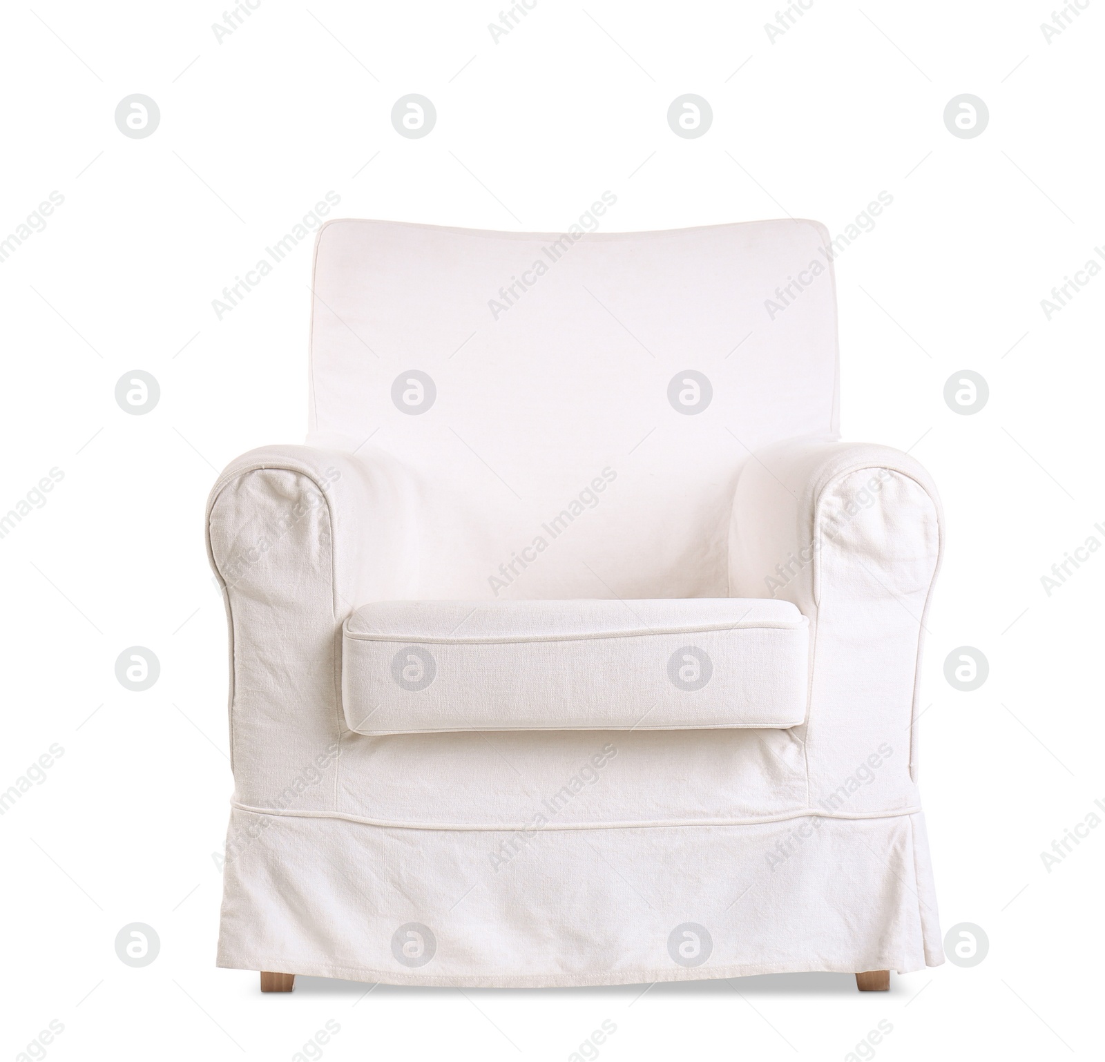 Photo of Comfortable armchair on white background. Interior element