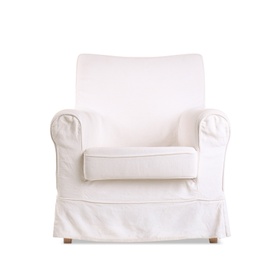 Photo of Comfortable armchair on white background. Interior element