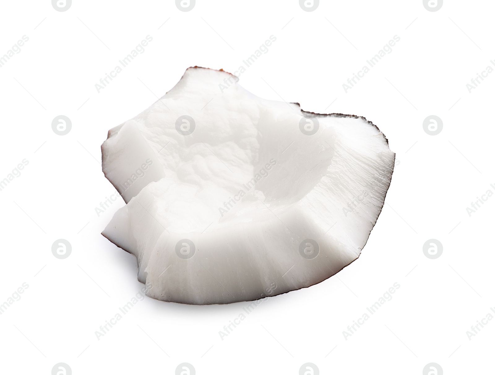 Photo of Piece of fresh ripe coconut isolated on white