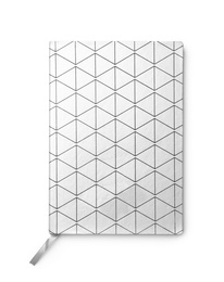 Photo of Stylish notebook isolated on white, top view