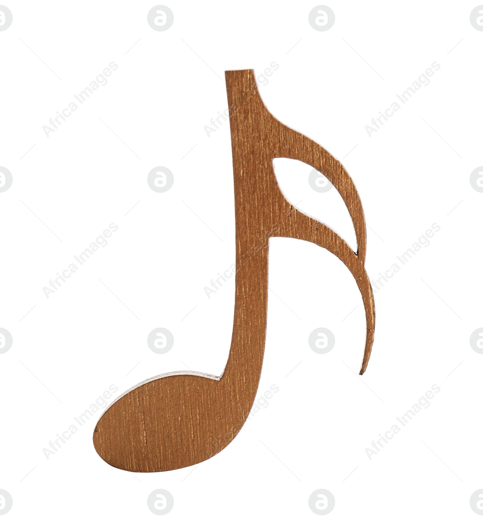 Photo of Brown wooden music note isolated on white