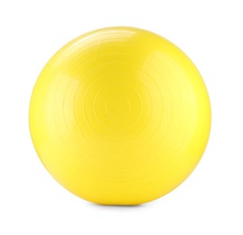 One yellow fitness ball isolated on white. Sport equipment