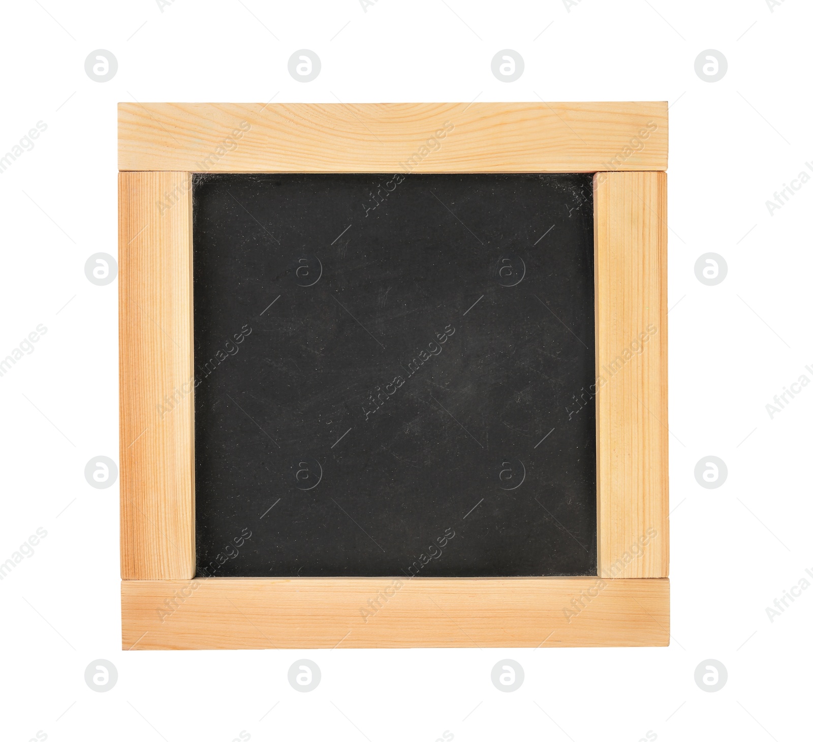 Photo of Small clean chalkboard on white background