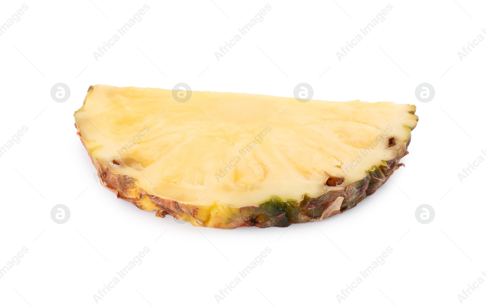 Photo of Slice of tasty ripe pineapple isolated on white