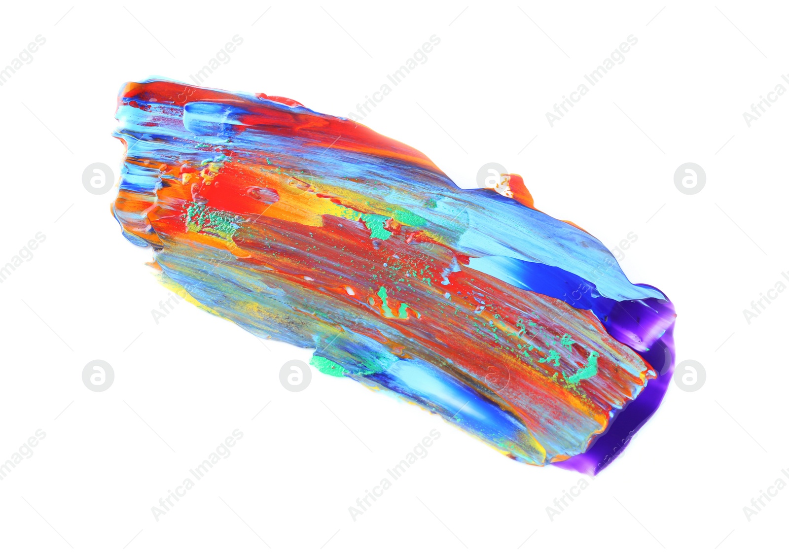 Photo of Different colorful paint samples on white background, top view