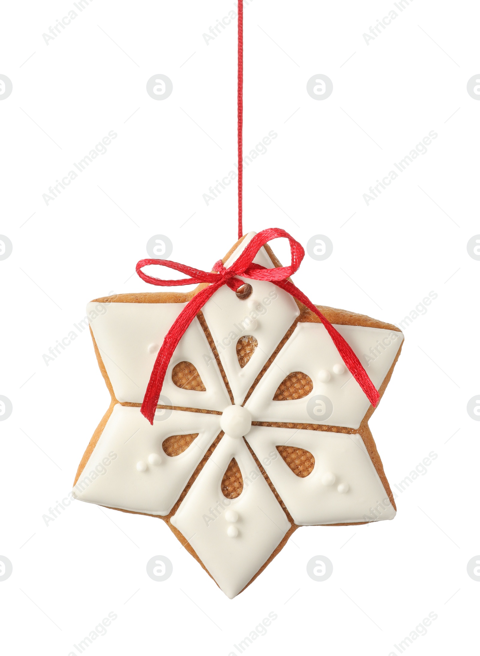 Photo of Tasty homemade Christmas cookie isolated on white