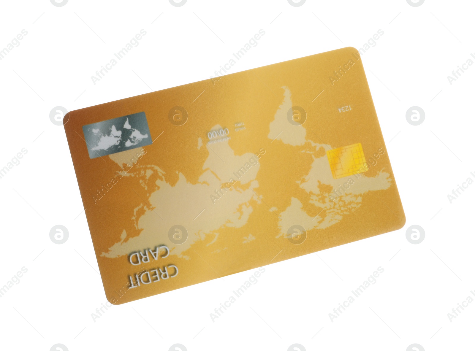 Photo of Golden plastic credit card isolated on white
