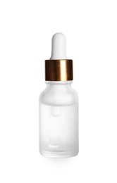 Photo of One bottle of cosmetic serum isolated on white