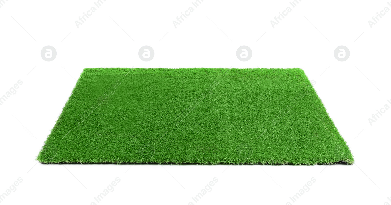 Photo of Artificial grass carpet on white background. Exterior element