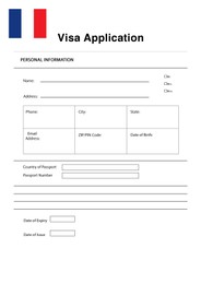 Immigration to France. Blank application visa form