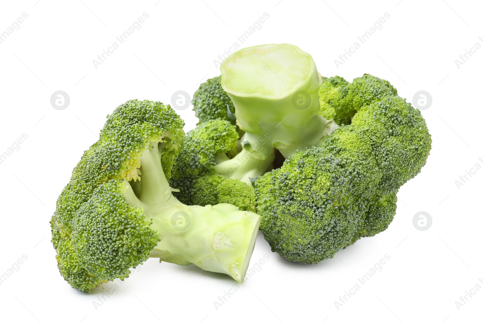 Photo of Fresh raw green broccoli isolated on white