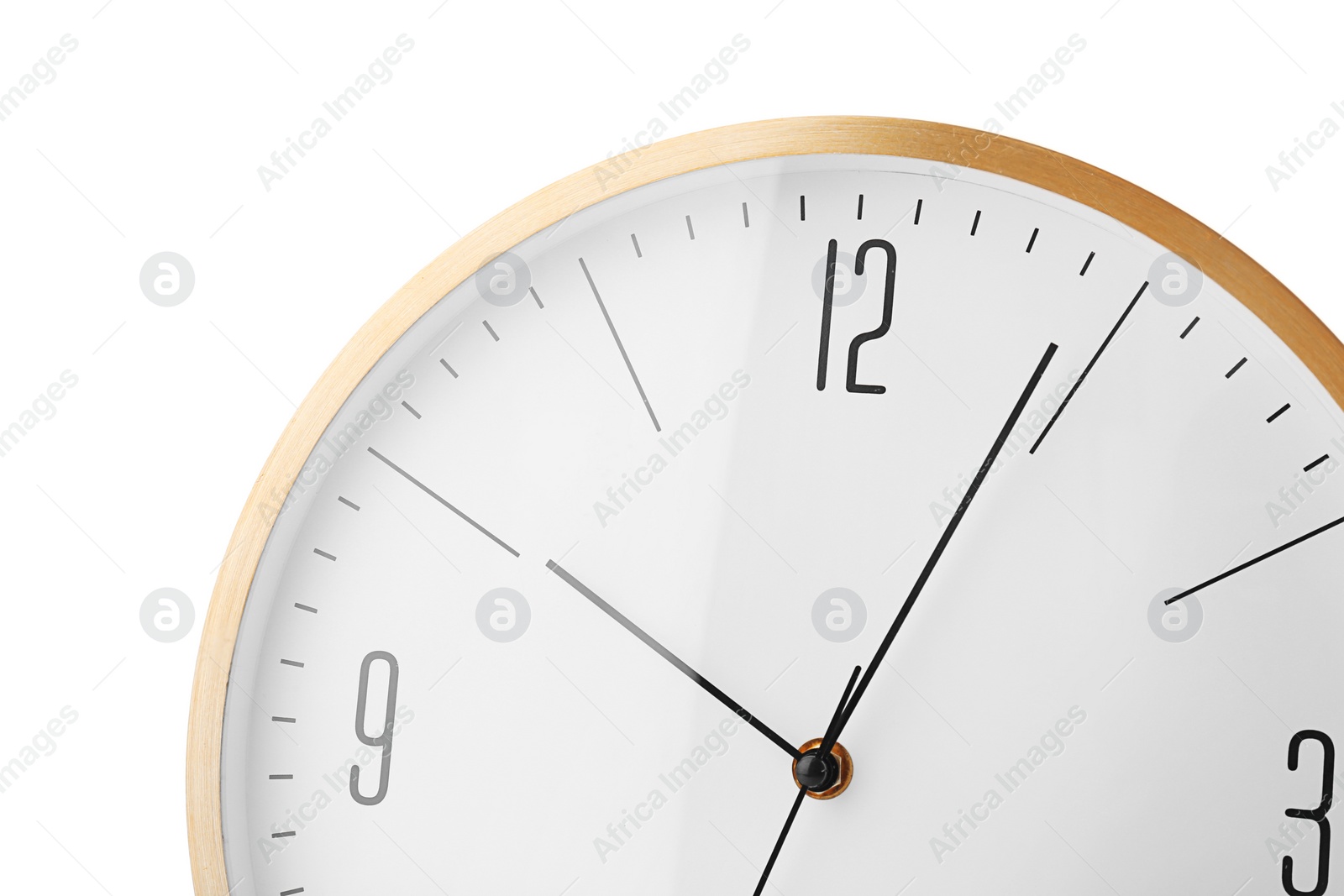 Photo of Big clock on white background. Time change concept