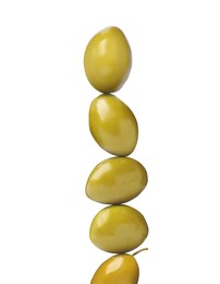 Image of Stack of whole olives on white background