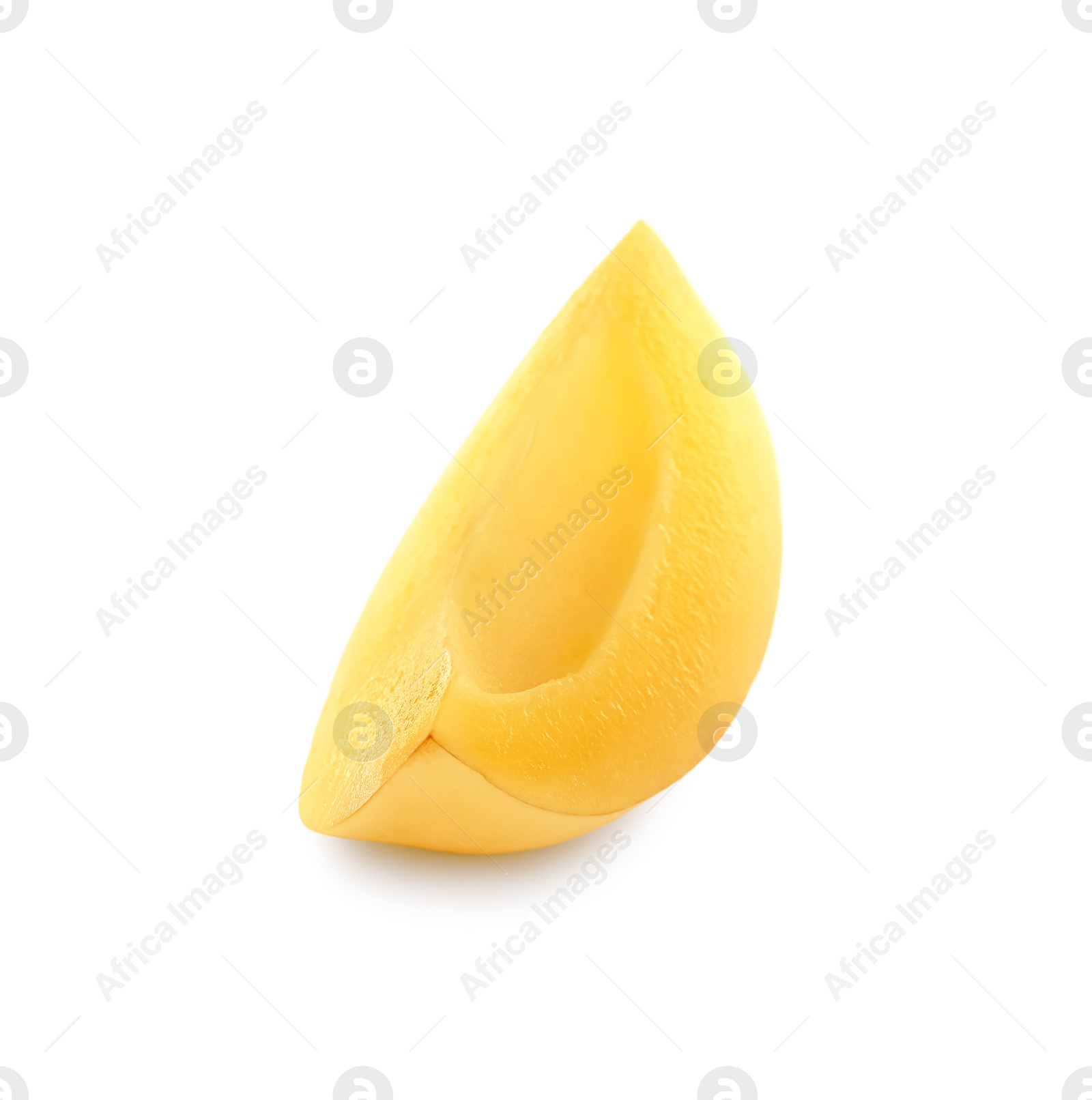 Photo of Slice of fresh ripe pepino melon isolated on white