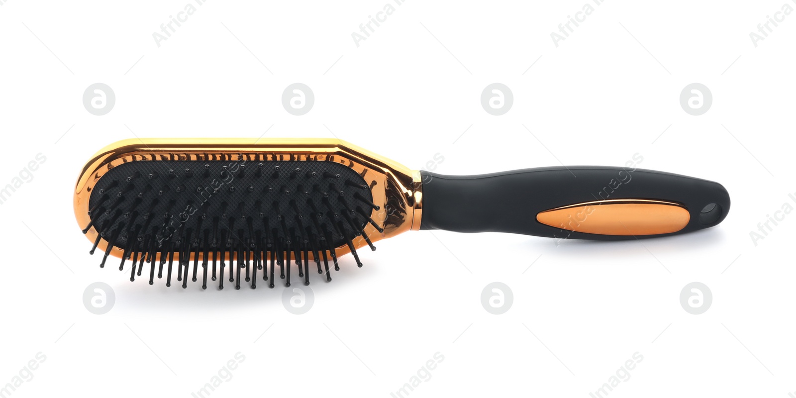 Photo of New modern hair brush isolated on white