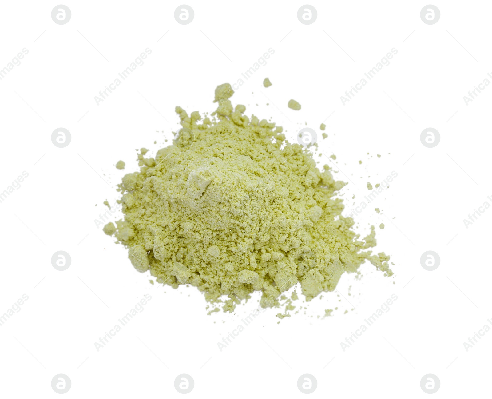 Photo of Pile of dry celery powder isolated on white, top view