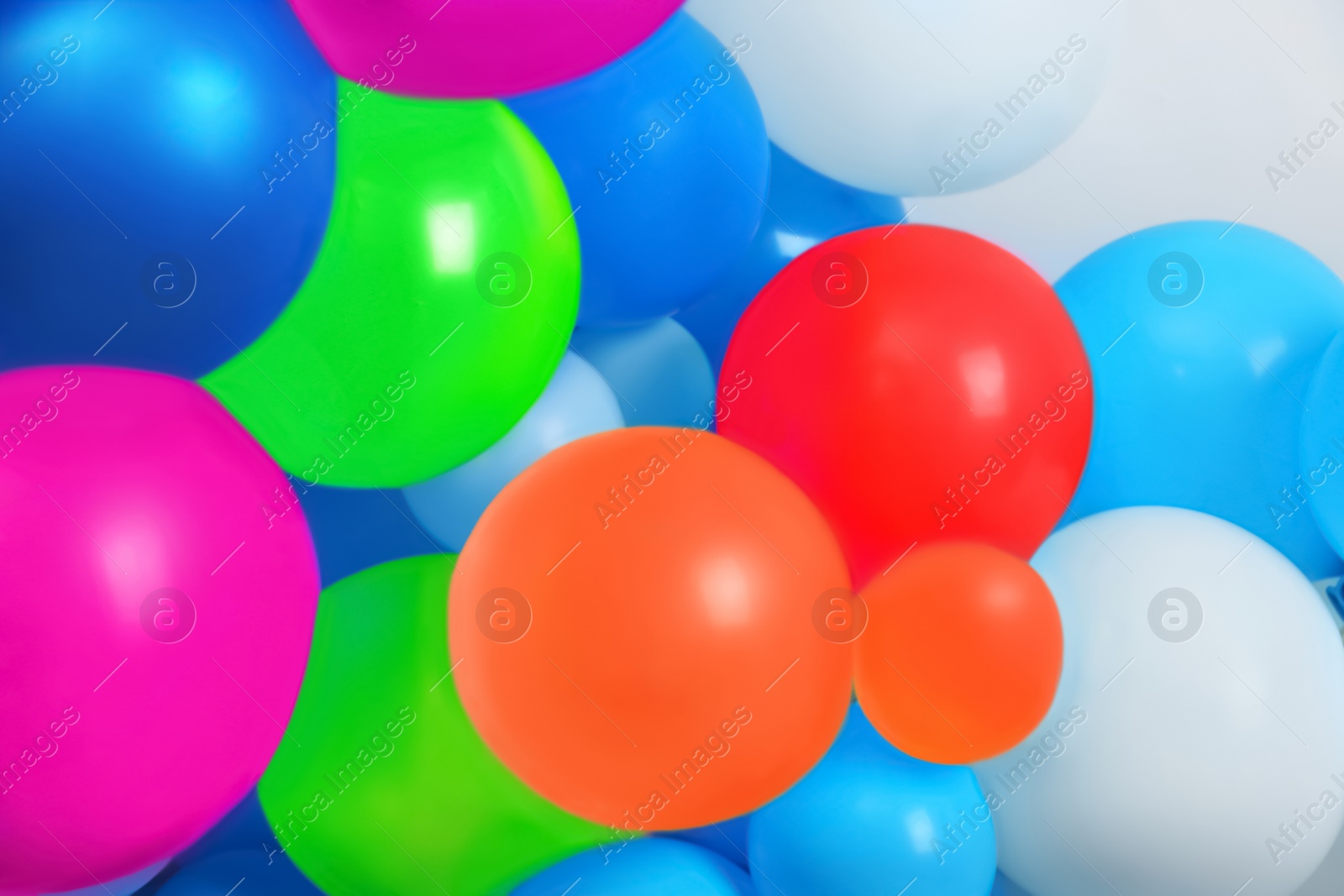 Image of Many color balloons as background. Party decor