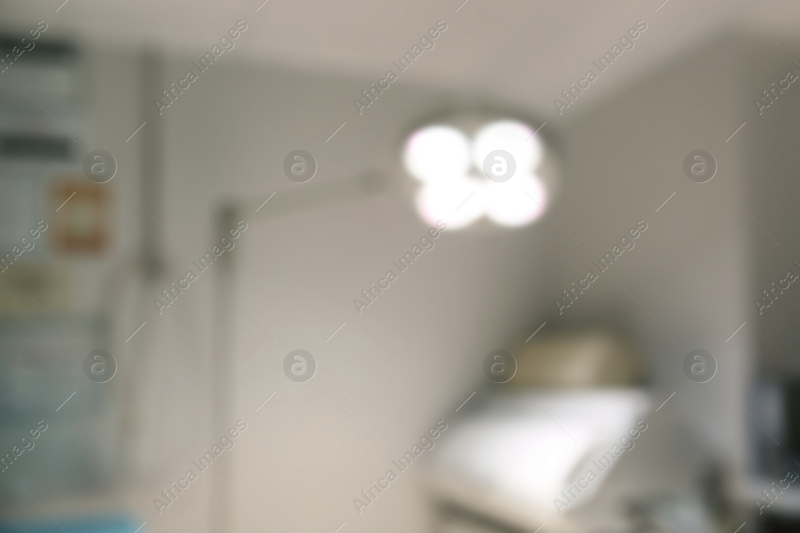 Photo of Blurred view of surgery room in modern clinic