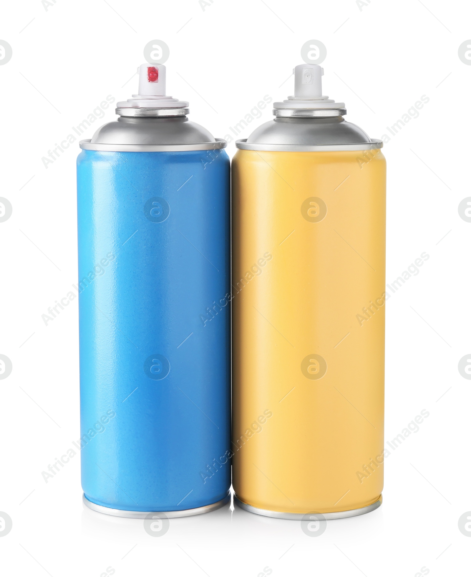 Photo of Two spray paint cans isolated on white