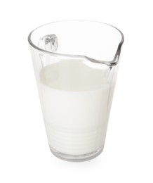 Glass jug with fresh milk isolated on white