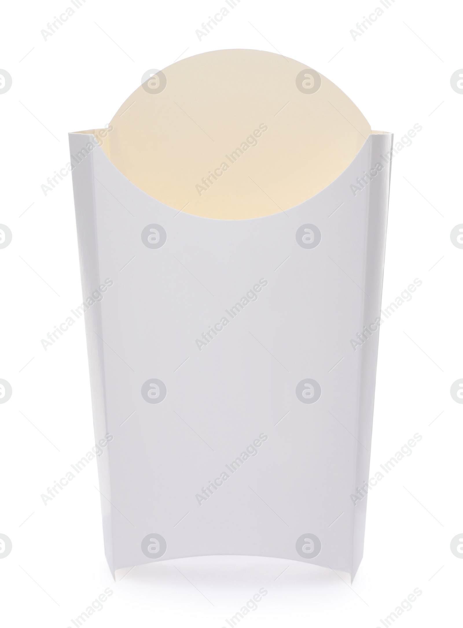 Photo of Empty paper bag on white background. Container for food