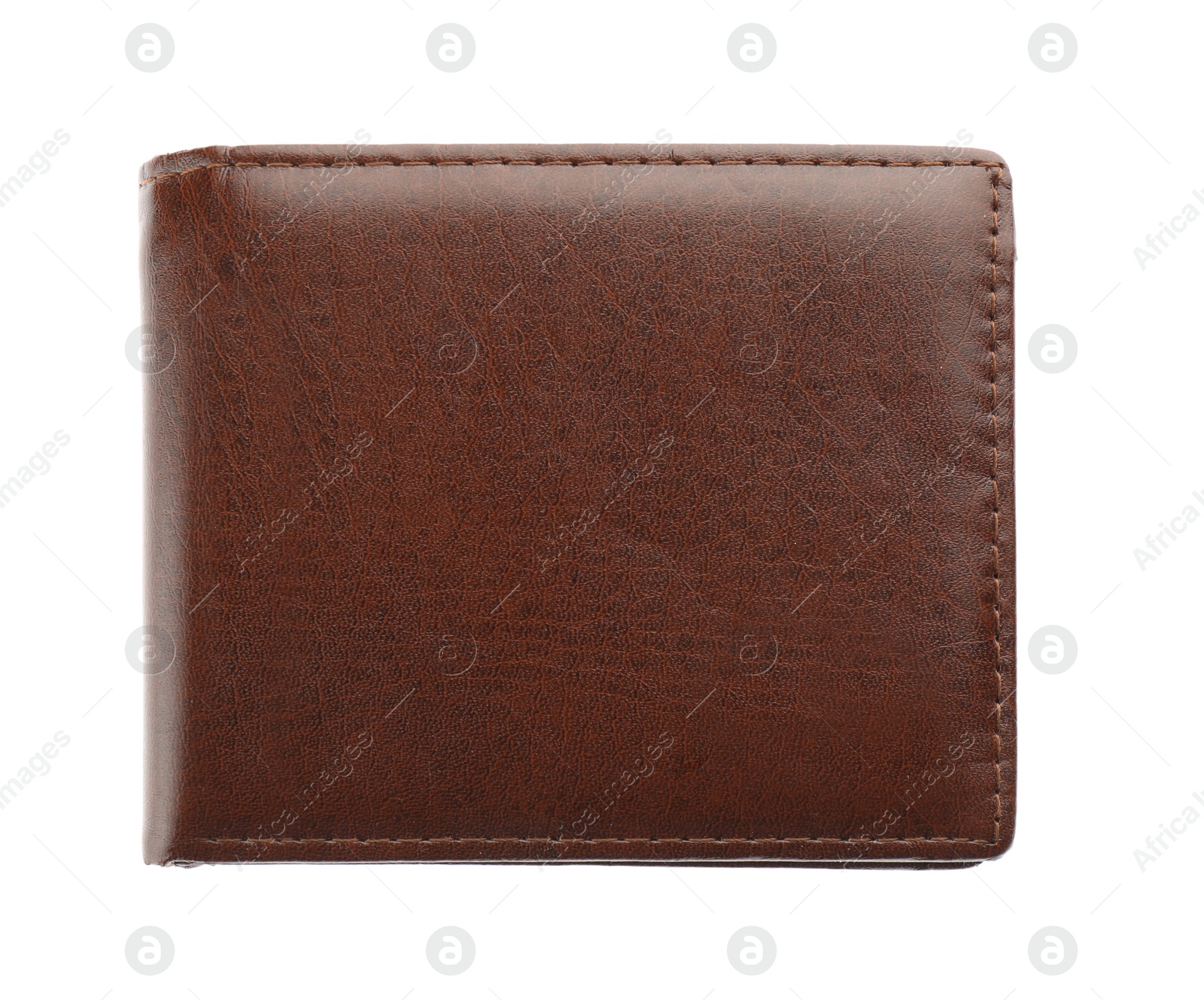 Photo of Stylish leather wallet isolated on white, top view