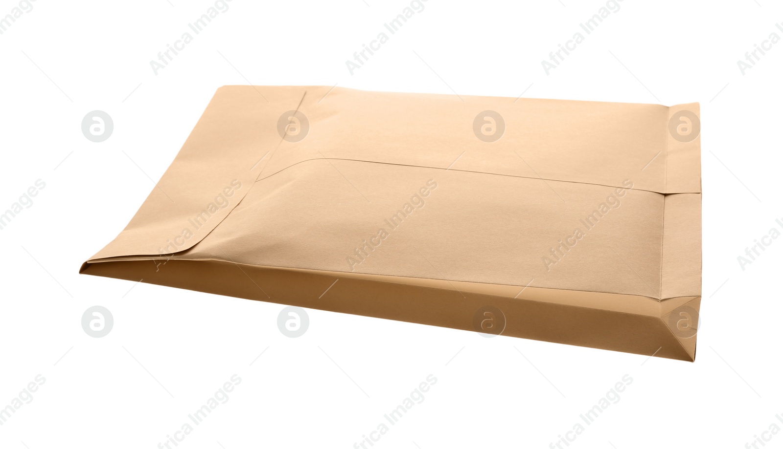 Photo of Kraft paper envelope isolated on white. Mail service