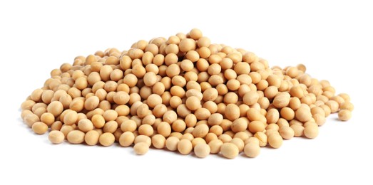 Photo of Heap of soya beans isolated on white