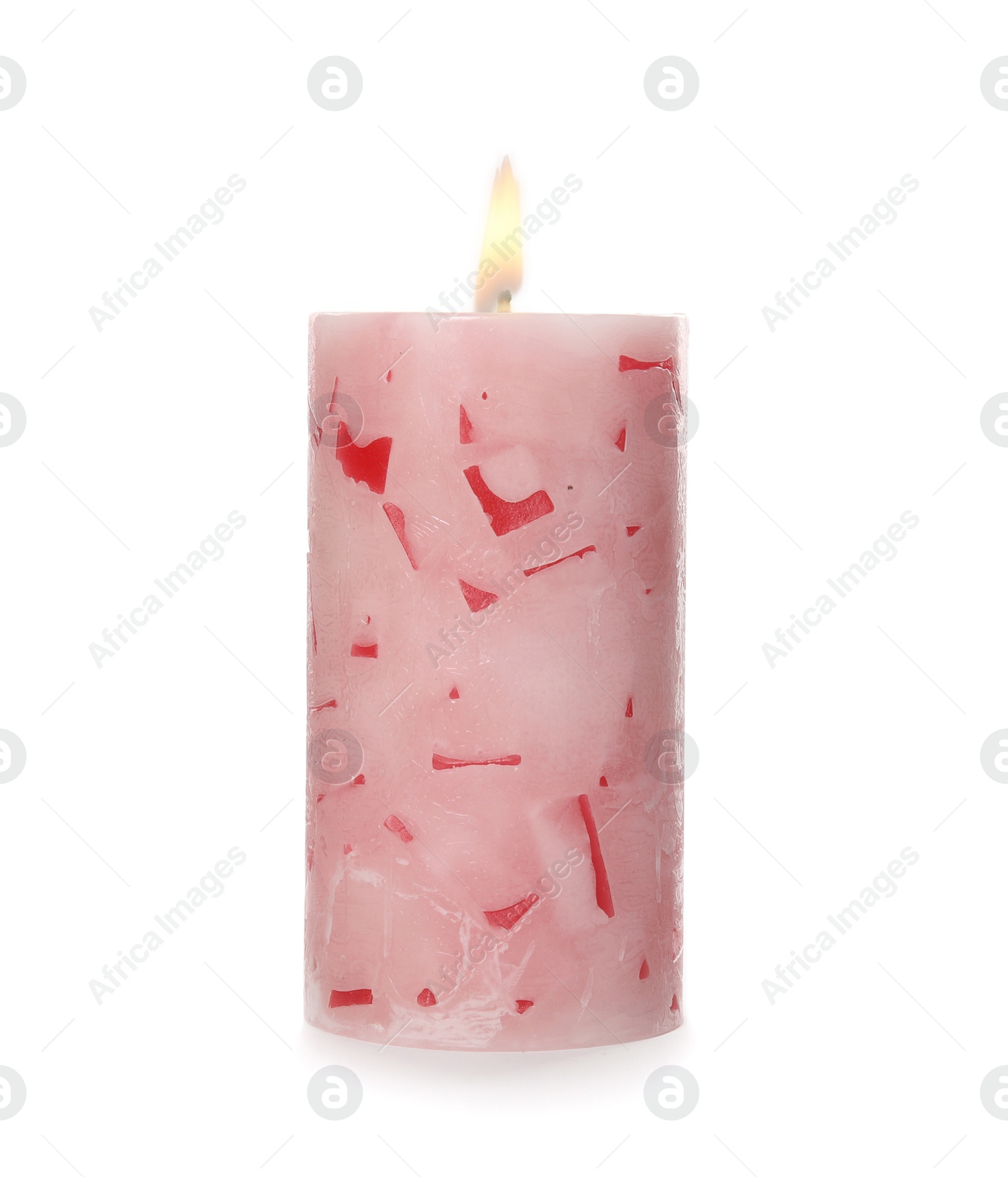 Photo of Alight color wax candle on white background