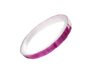 Photo of Cut red onion isolated on white. Ingredient for sandwich