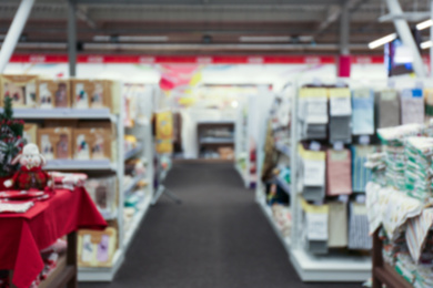 Blurred view of different products in shopping mall