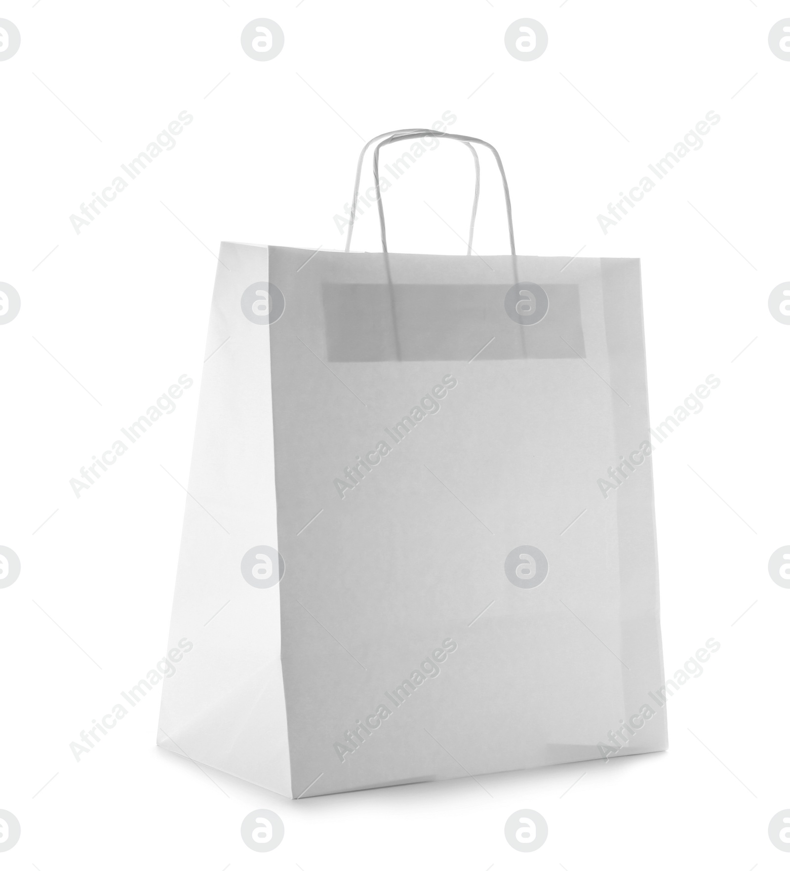 Photo of Mockup of paper shopping bag on white background